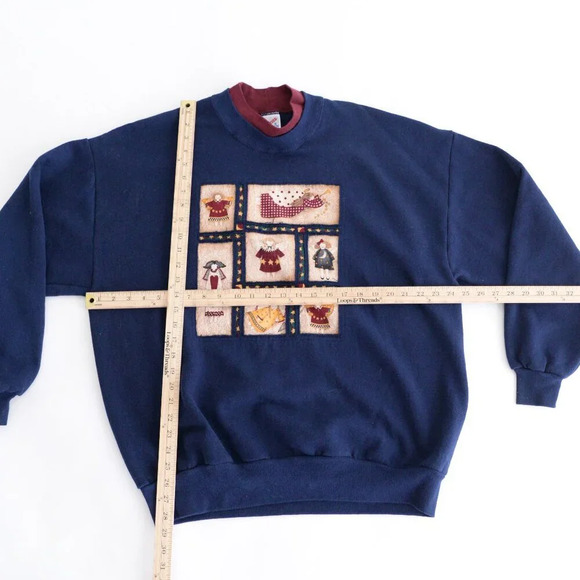Vintage Jerseys  Navy Maroon Angels Patchwork Crewneck Sweater 2X - Picture 1 of 13
